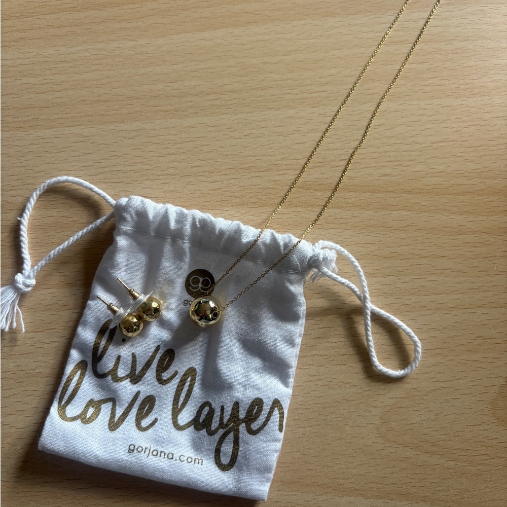 Gorjana Gold Ball Necklace & Earrings